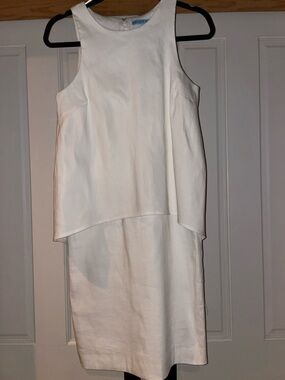 ANTONIO MELANI Cream Sleeveless High-Low Shift Dress